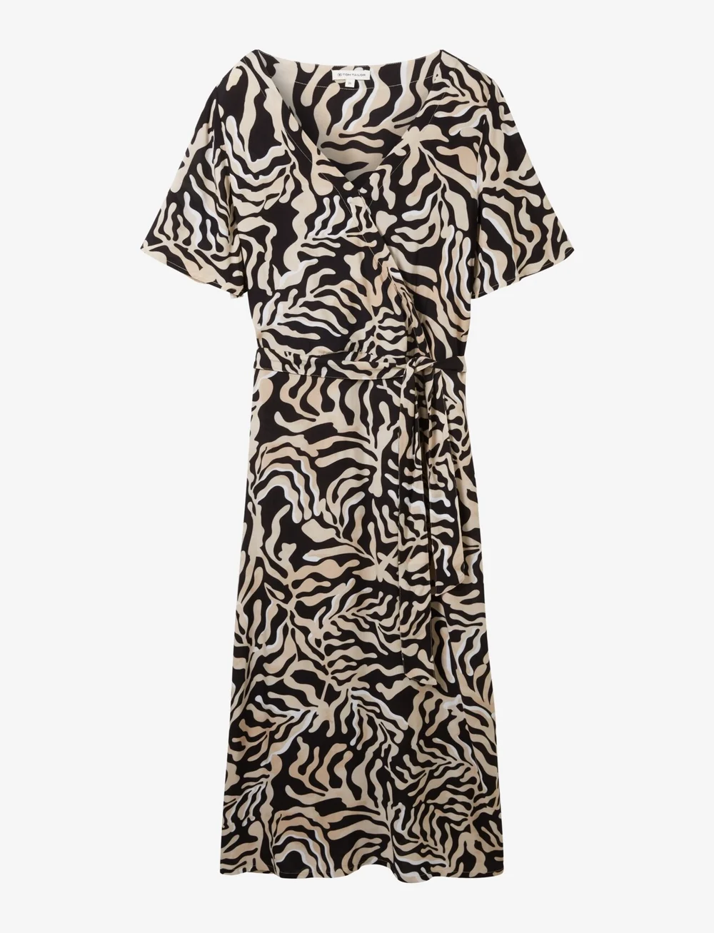 Tom Tailor - printed wrap dress - omlottklänningar - black cut palmtree design - 1