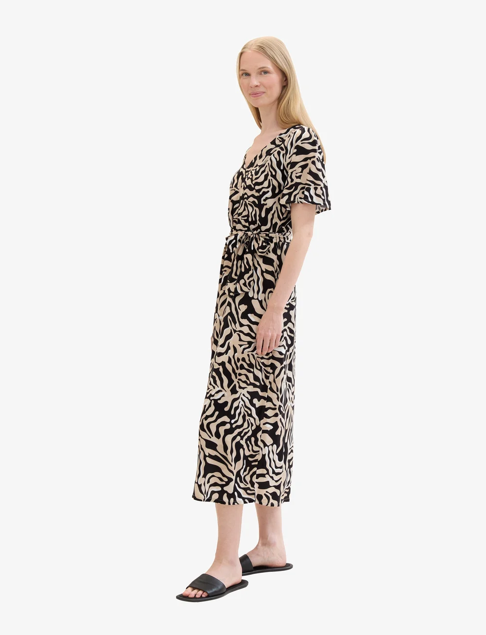 Tom Tailor - printed wrap dress - omlottklänningar - black cut palmtree design - 0