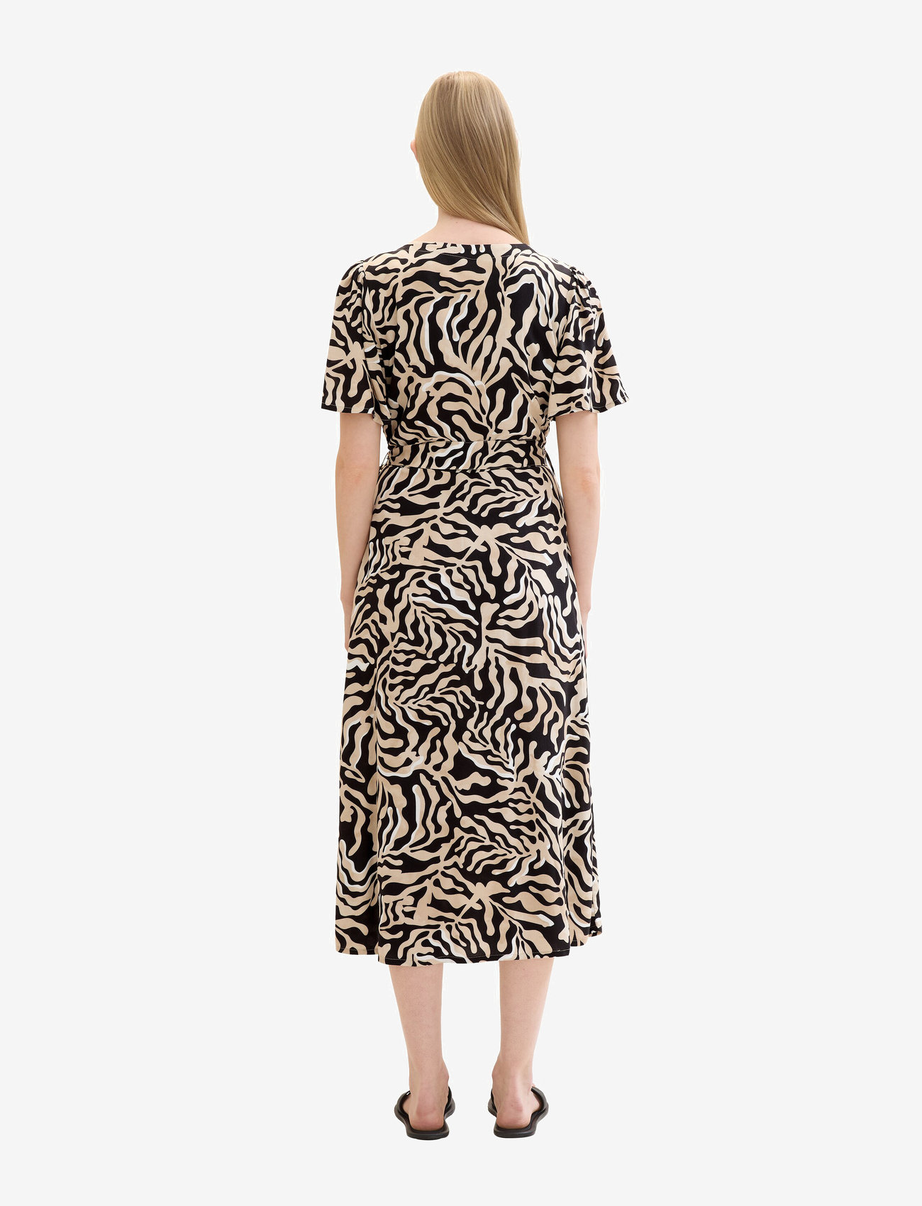 Tom Tailor - printed wrap dress - omlottklänningar - black cut palmtree design - 3