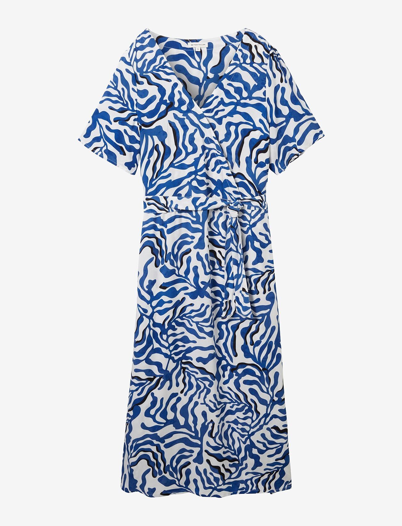 Tom Tailor - printed wrap dress - omlottklänning - white cut palmtree - 0