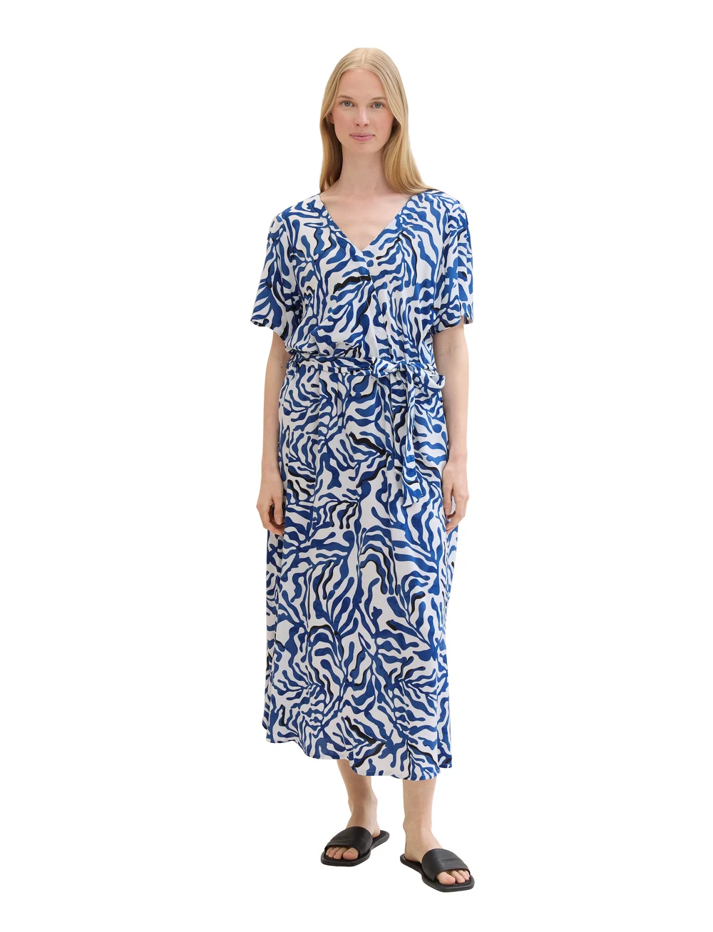 Tom Tailor - printed wrap dress - omlottklänningar - white cut palmtree - 0