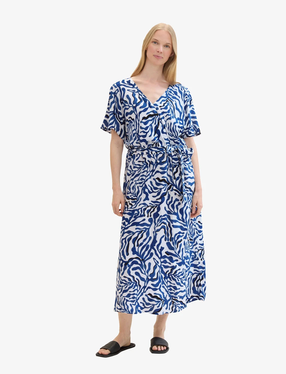 Tom Tailor - printed wrap dress - omlottklänningar - white cut palmtree - 2