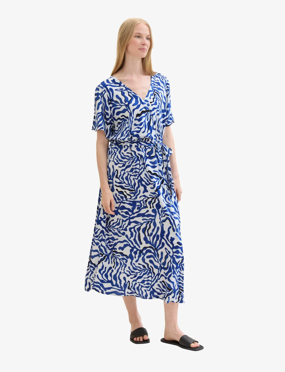 Tom Tailor - printed wrap dress - omlottklänningar - white cut palmtree - 4
