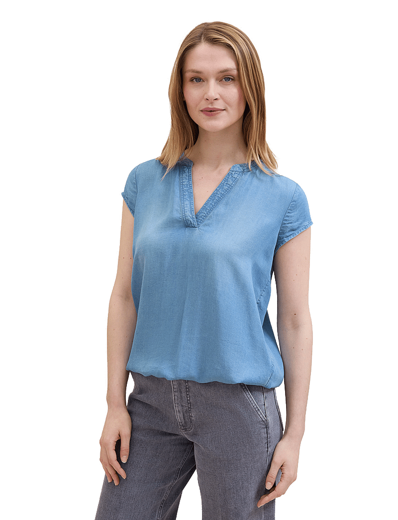 Tom Tailor Shortsleeve Blouse Denim Look (OMT1041682) Kurzämlige blusen