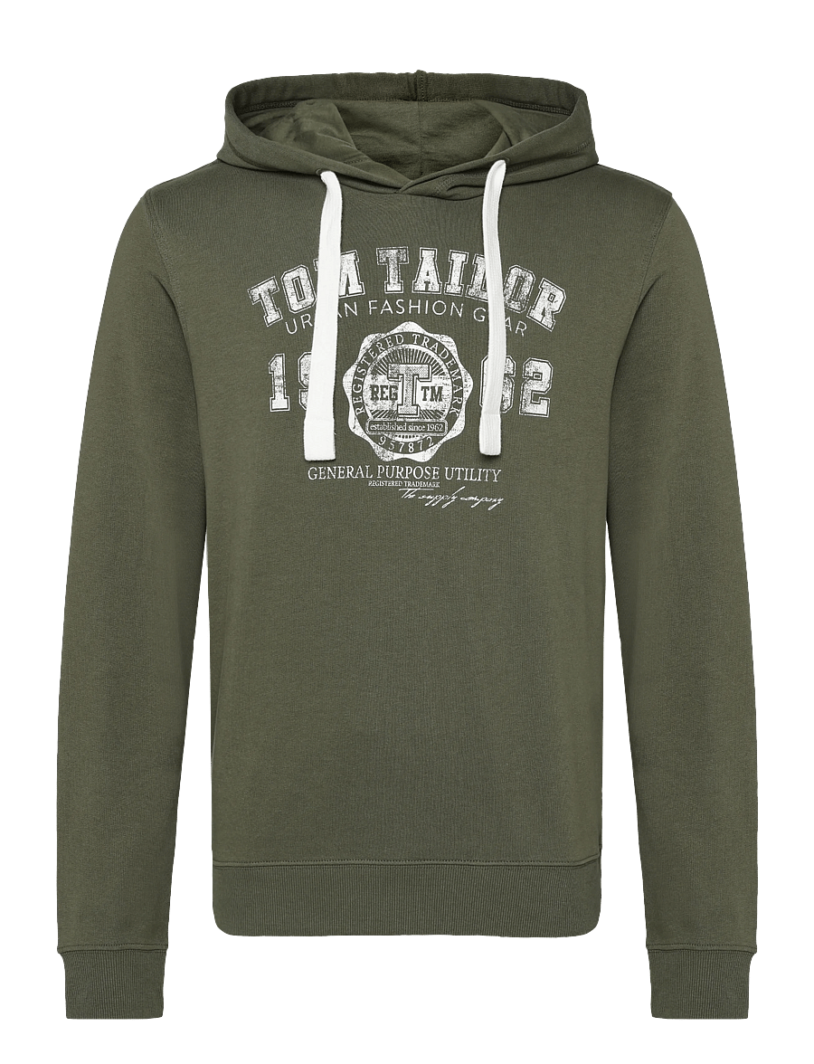 Tom Tailor - printed hoodie - hoodies - black olive - 1