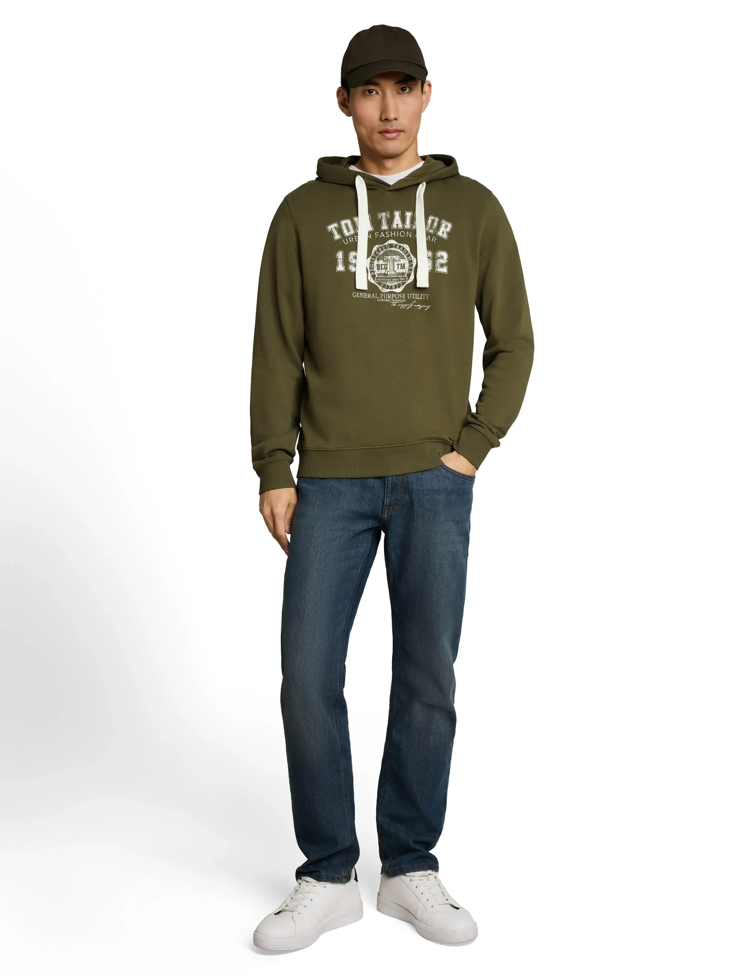 Tom Tailor printed hoodie - Riided - BLACK OLIVE / khaki/green