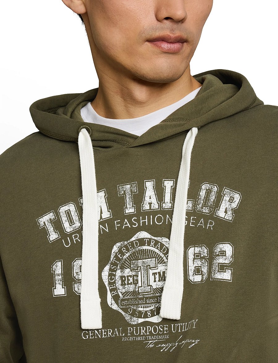 Tom Tailor - printed hoodie - hoodies - black olive - 4
