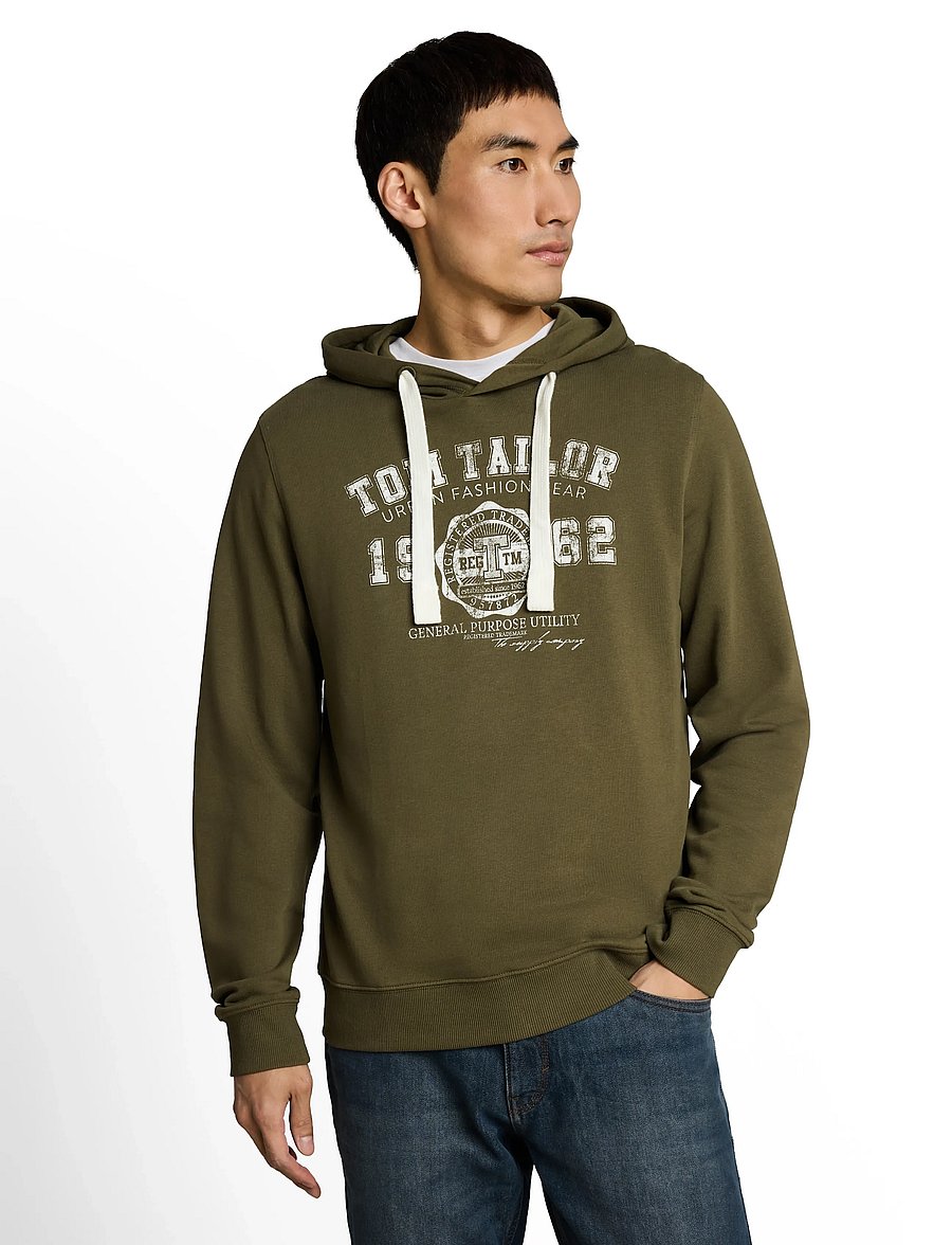 Tom Tailor - printed hoodie - hoodies - black olive - 5