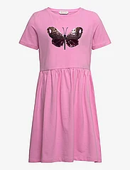 Tom Tailor - reversible sequin jersey dress - short-sleeved casual dresses - fresh summertime pink - 2