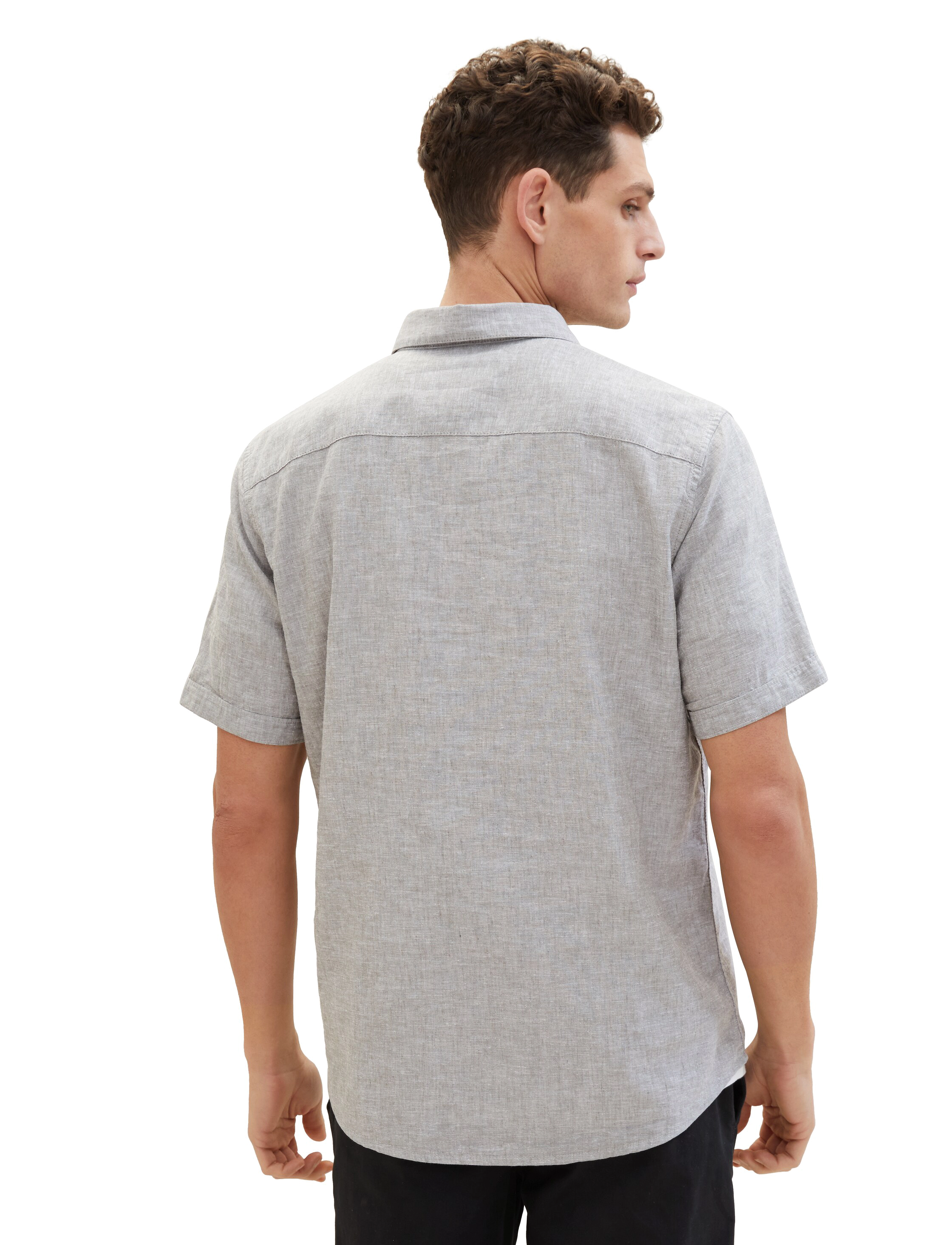 Tom Tailor - cotton linen shirt - smokey olive green chambray - 3