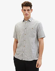 Tom Tailor - cotton linen shirt - lowest prices - smokey olive green chambray - 5