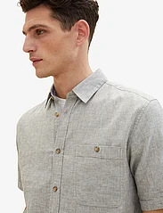 Tom Tailor - cotton linen shirt - lowest prices - smokey olive green chambray - 6