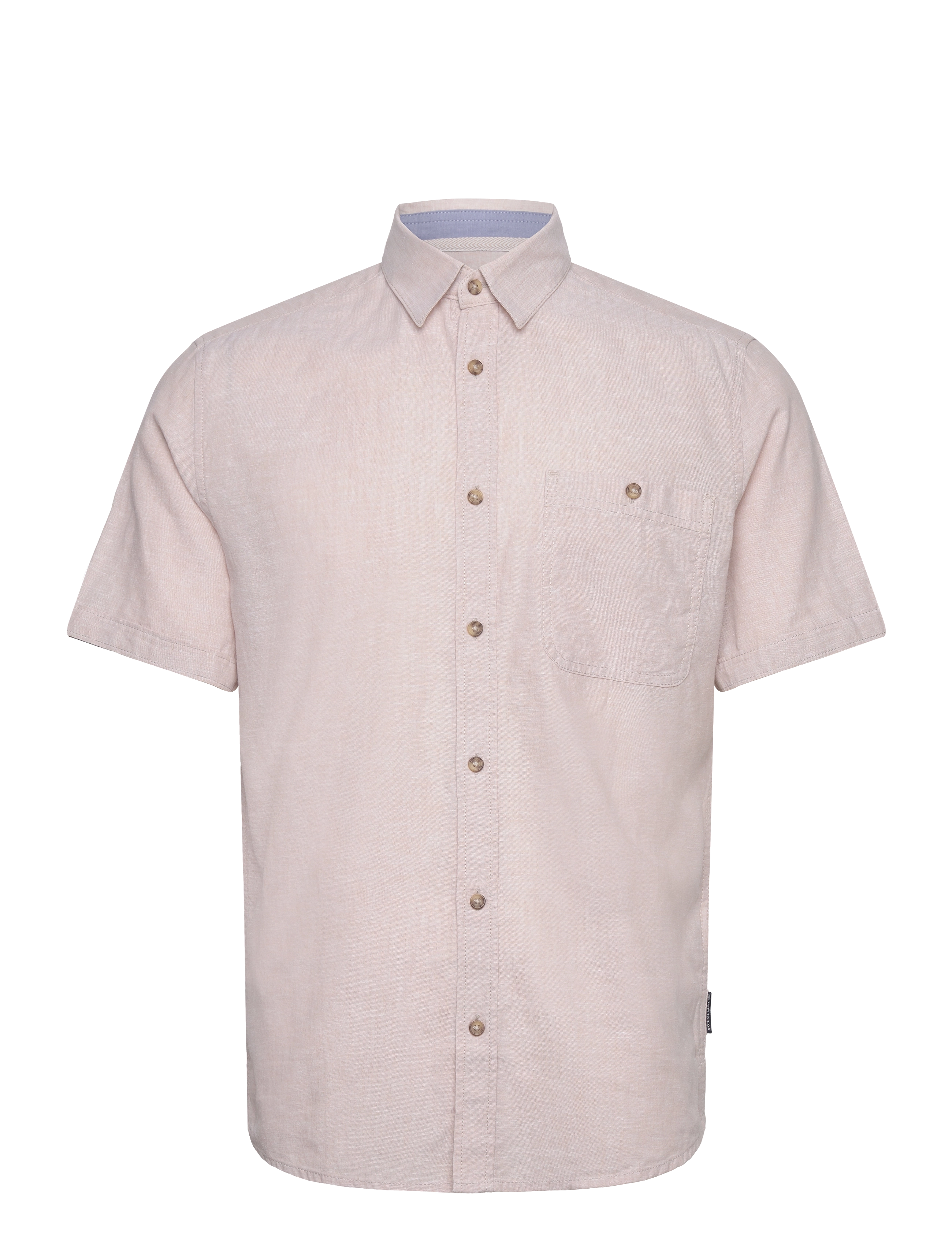 Tom Tailor - cotton linen shirt - caramel beige chambray - 1