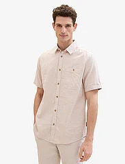Tom Tailor - cotton linen shirt - linneskjortor - caramel beige chambray - 5