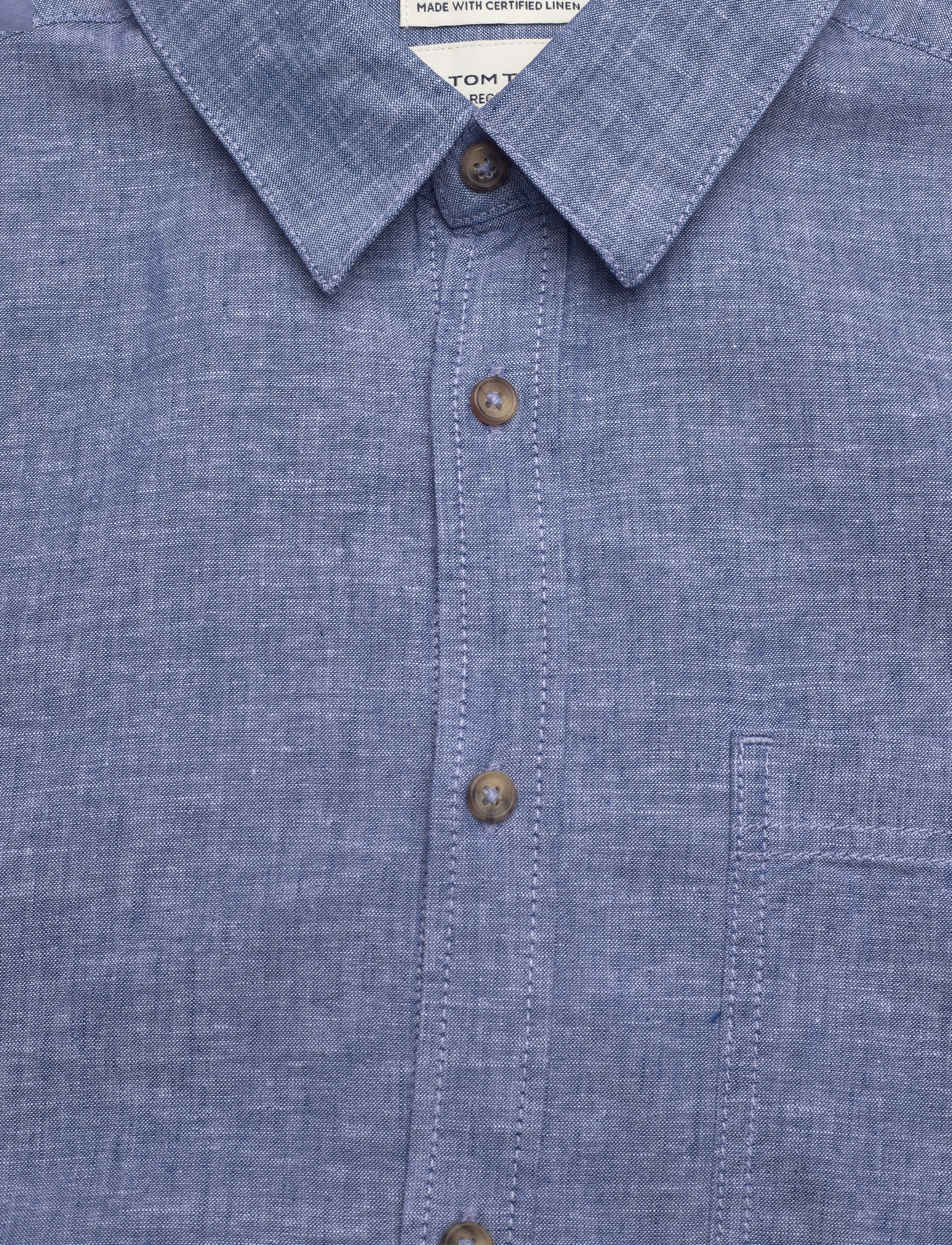 Tom Tailor - cotton linen shirt - leasure blue chambray - 4