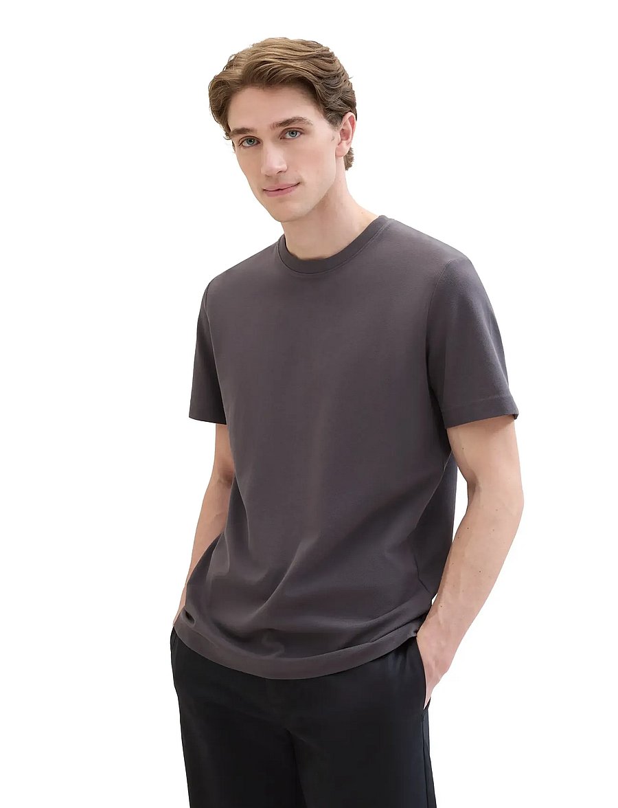 Tom Tailor - piqué t-shirt - kortärmade t-shirts - tarmac grey - 0