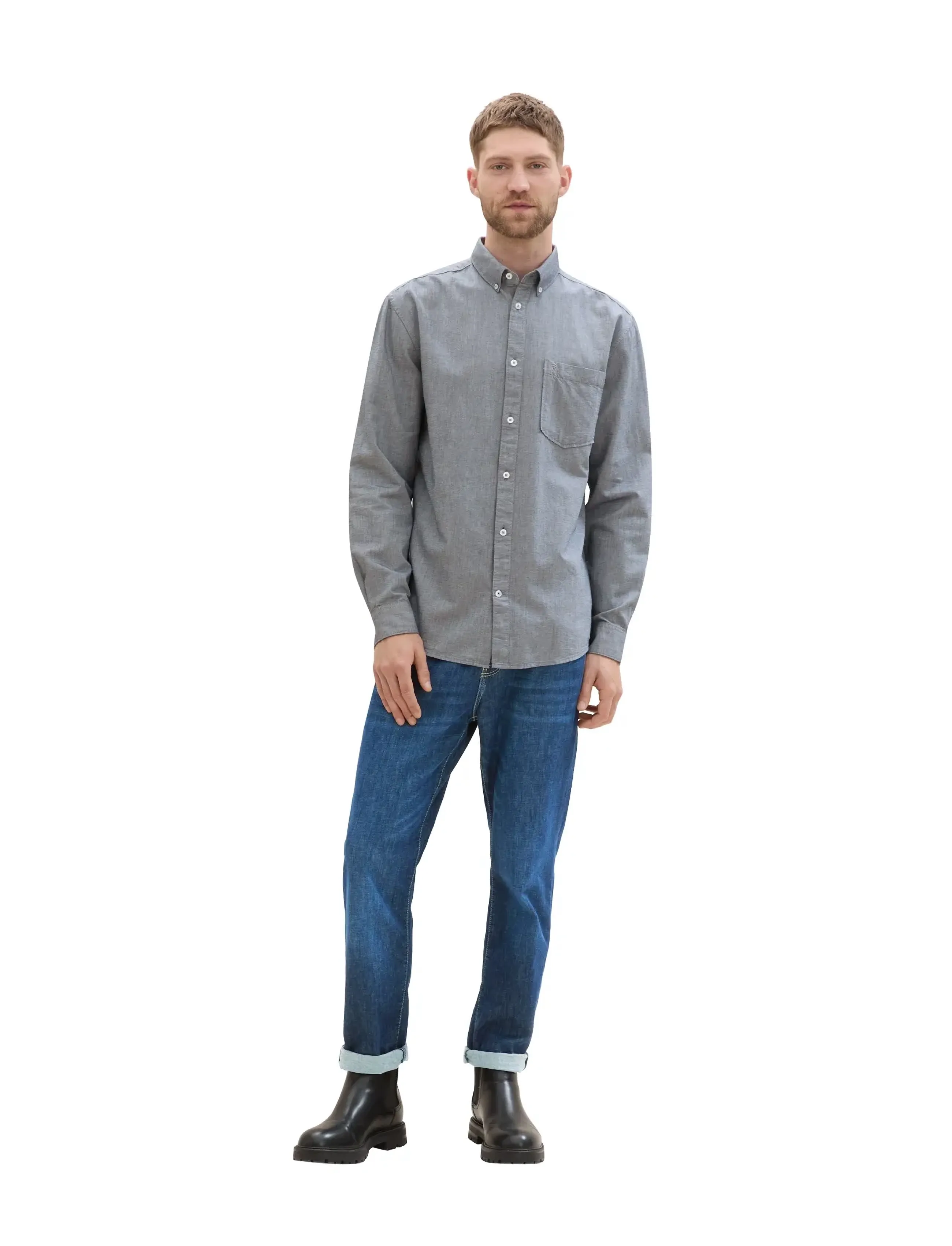Tom Tailor Oxford Shirt, L, White, Shirts > Oxford Shirt, Herre
