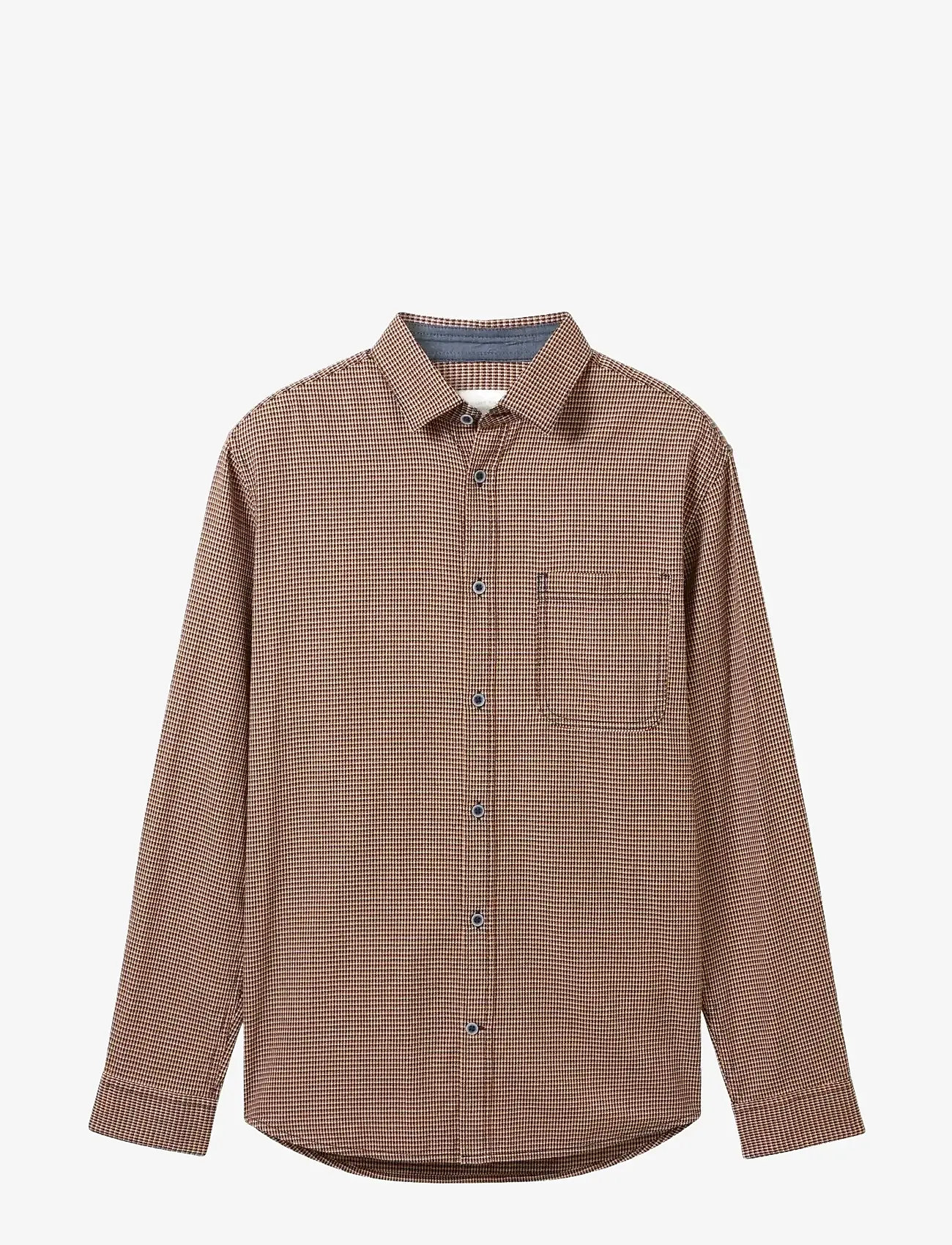 Tom Tailor - structured shirt - navy orange checked structure - 1