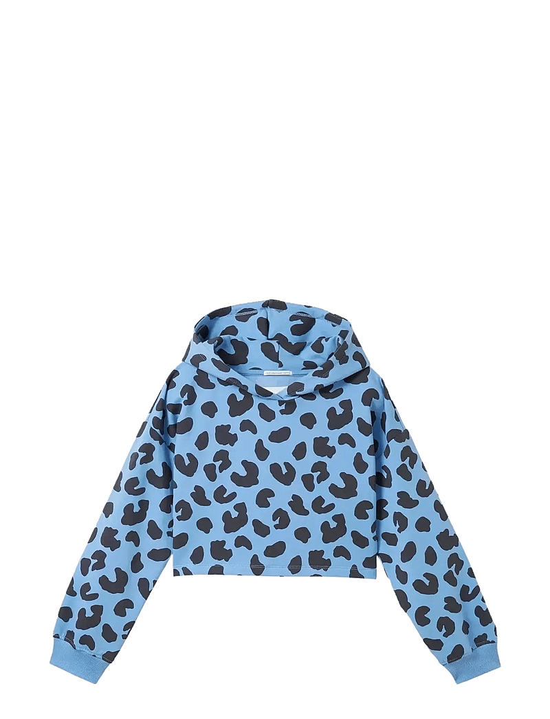 Tom Tailor - cropped all over printed hoody - huvtröjor - blue leopard design - 0
