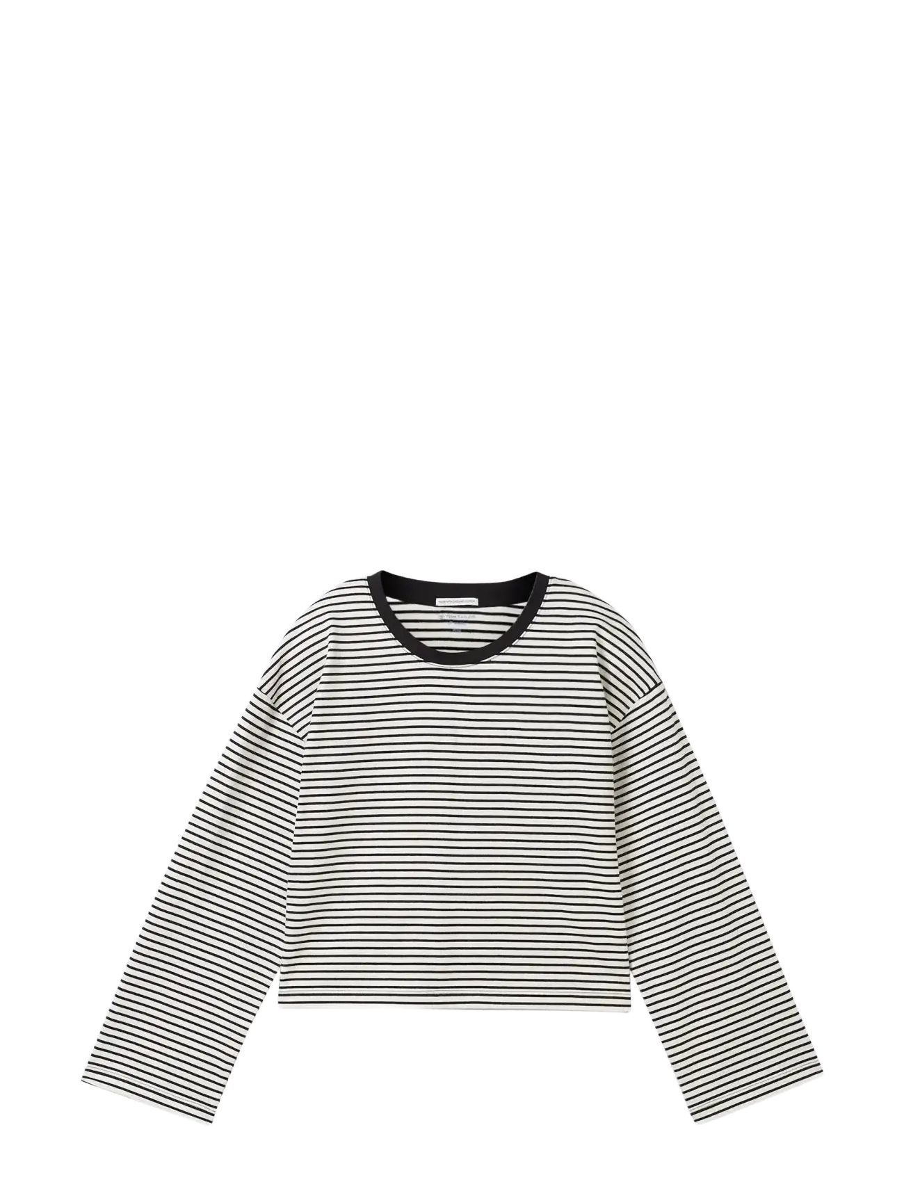 cropped striped longsleeve - GREY WHITE STRIPE