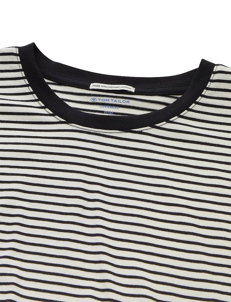 Tom Tailor - cropped striped longsleeve - pikkade varrukatega t-särgid - grey white stripe - 2