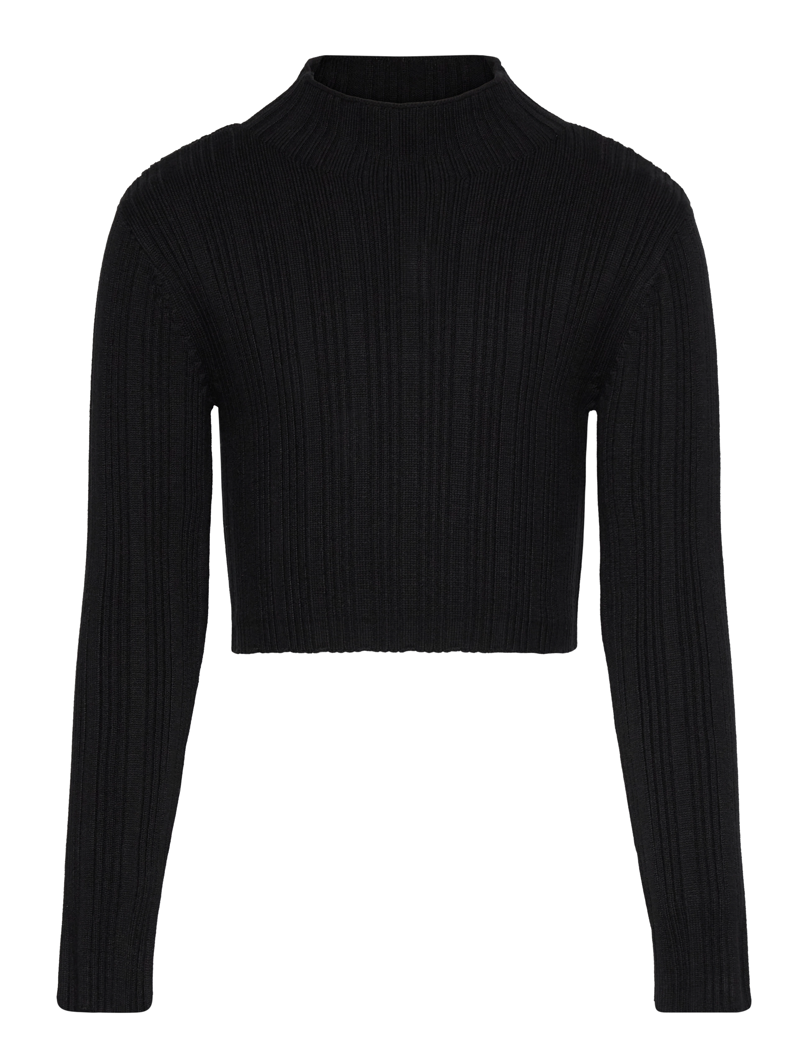 cropped knit pullover - HEAVY BLACK