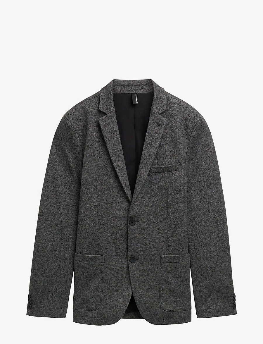 Tom Tailor - pique blazer - enkelknäppta kavajer - black white salt n pepper - 1
