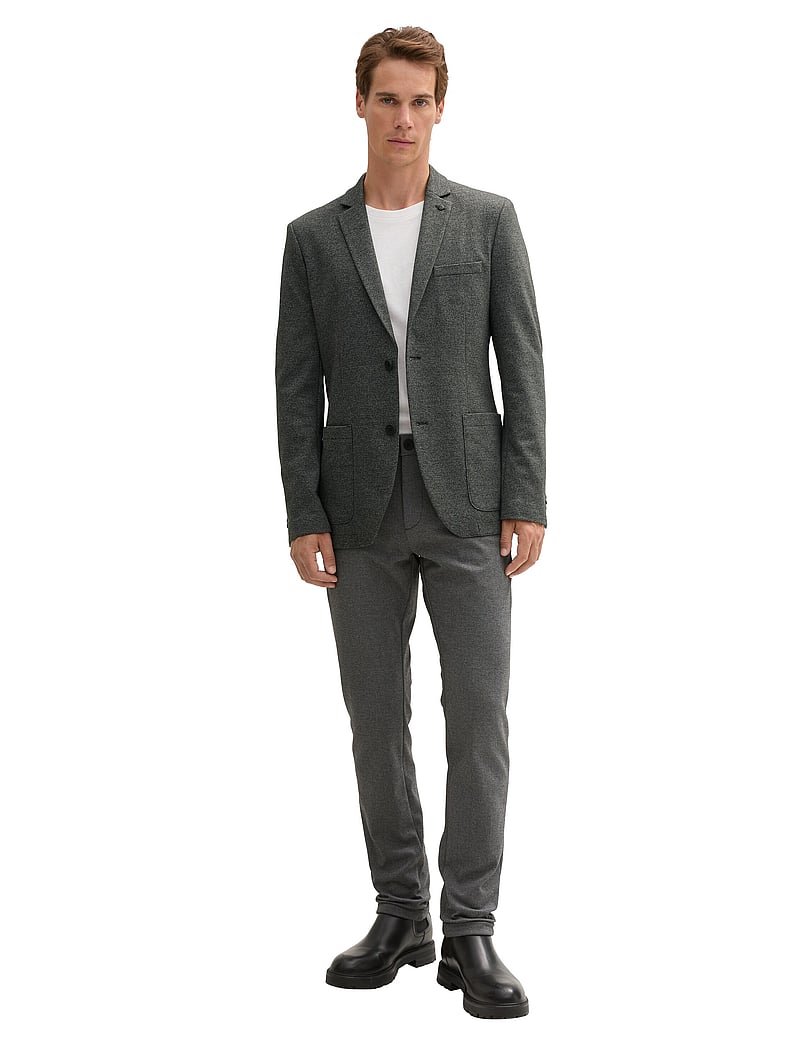 Tom Tailor - pique blazer - enkelknäppta kavajer - black white salt n pepper - 0