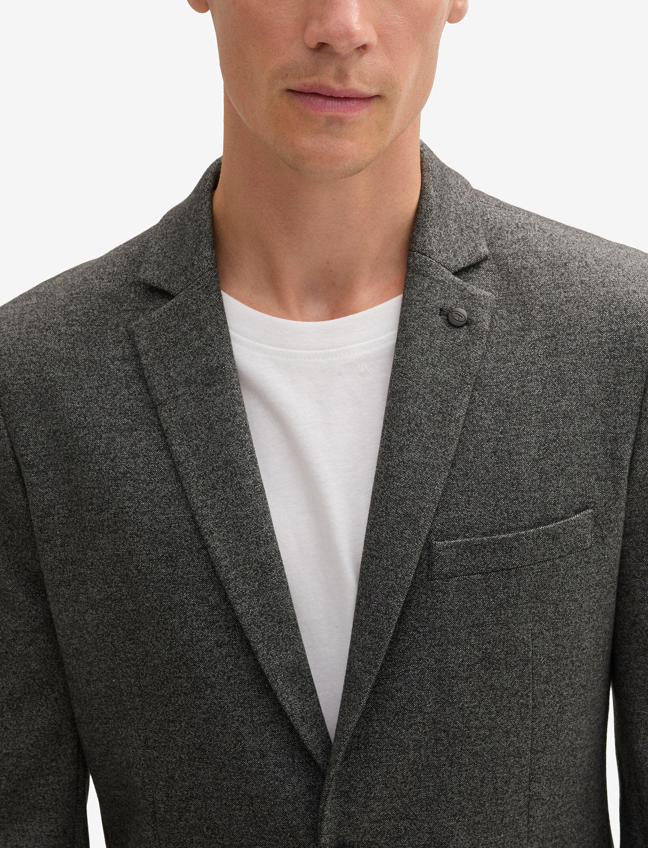 Tom Tailor - pique blazer - enkelknäppta kavajer - black white salt n pepper - 3