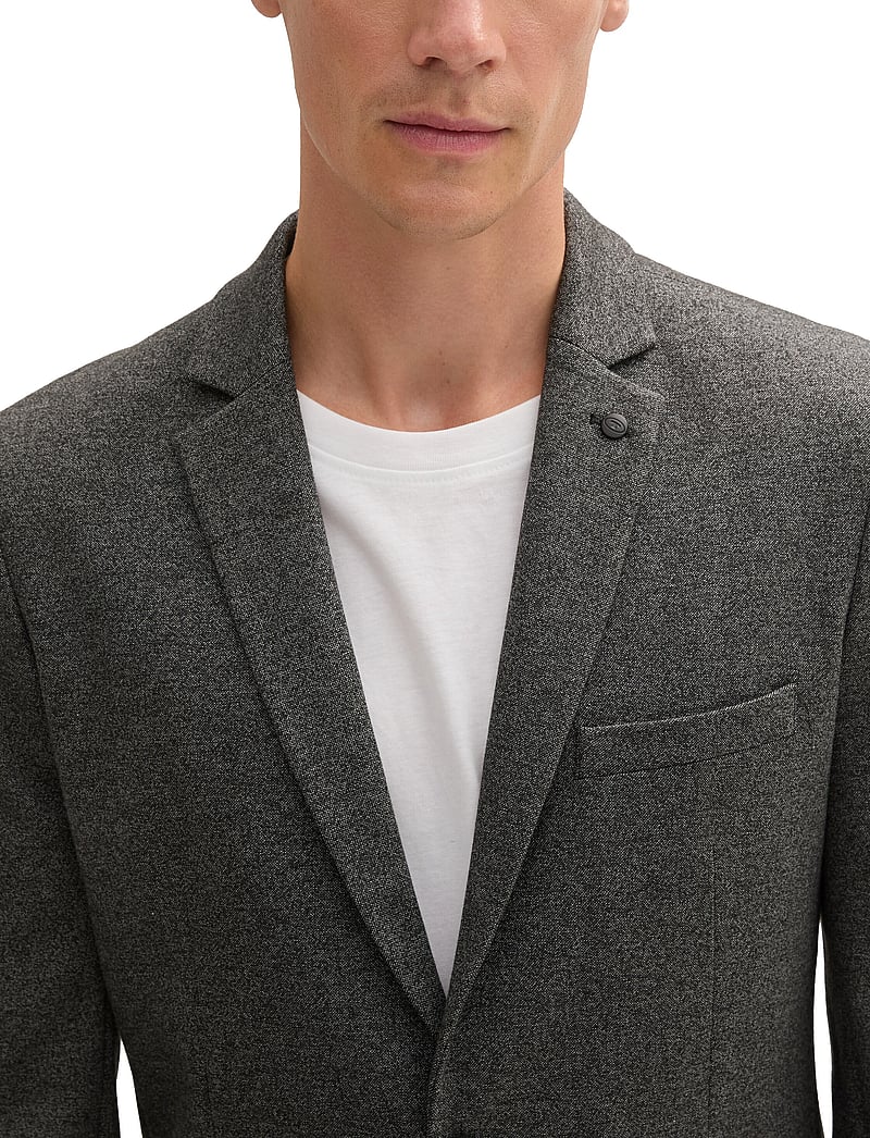 Tom Tailor - pique blazer - enkelknäppta kavajer - black white salt n pepper - 3