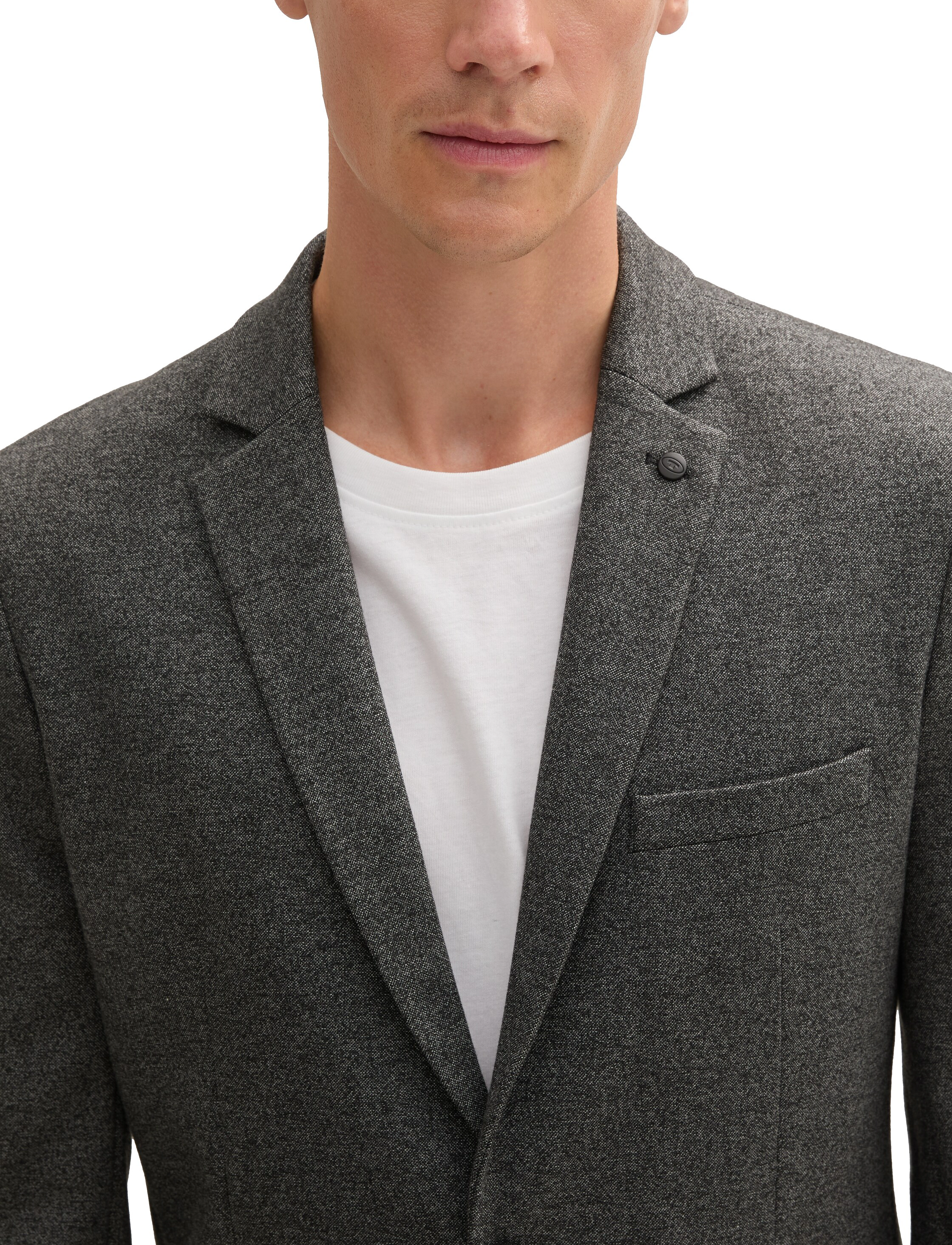 Tom Tailor - pique blazer - enkeltradede blazere - black white salt n pepper - 3