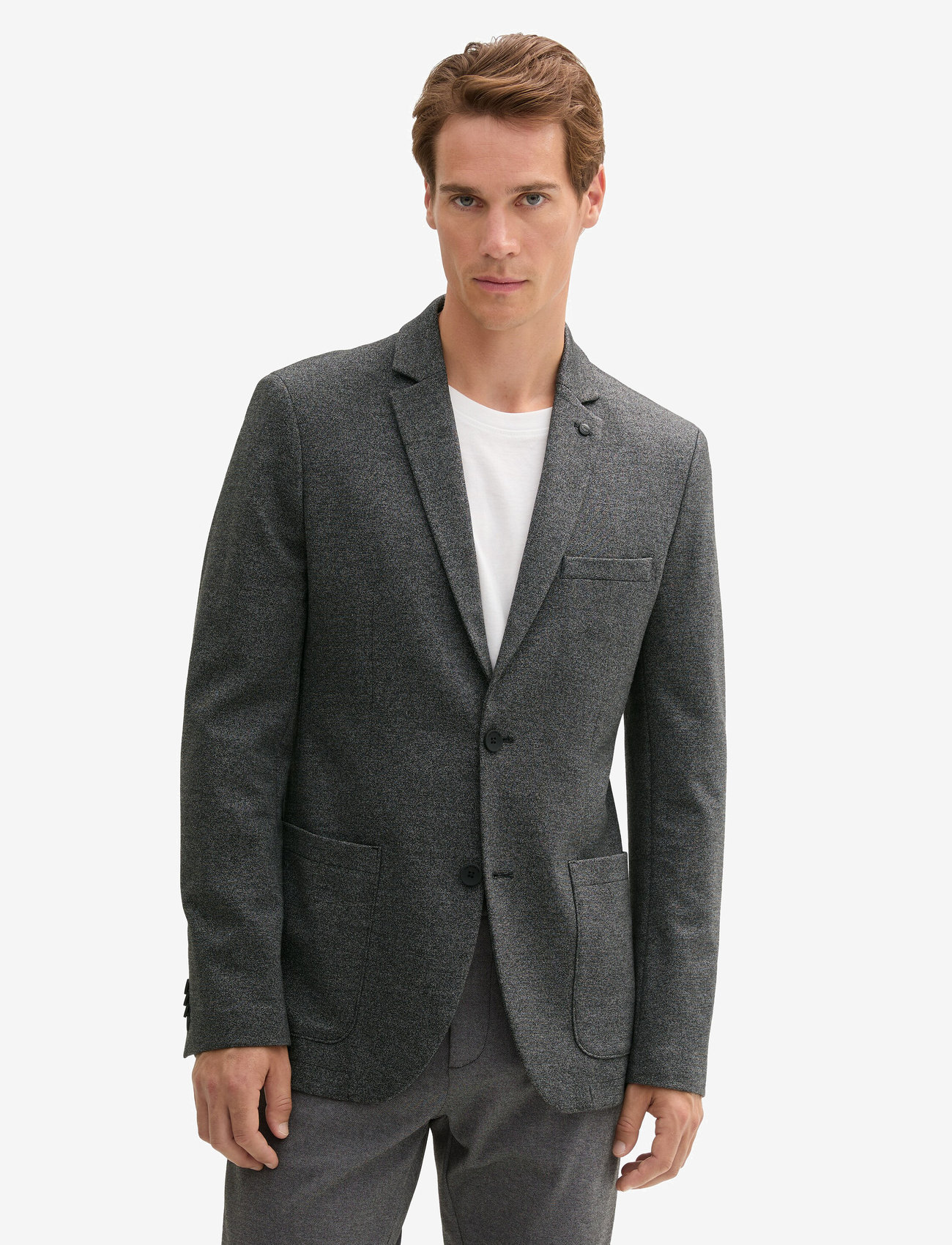 Tom Tailor - pique blazer - enkelknäppta kavajer - black white salt n pepper - 4