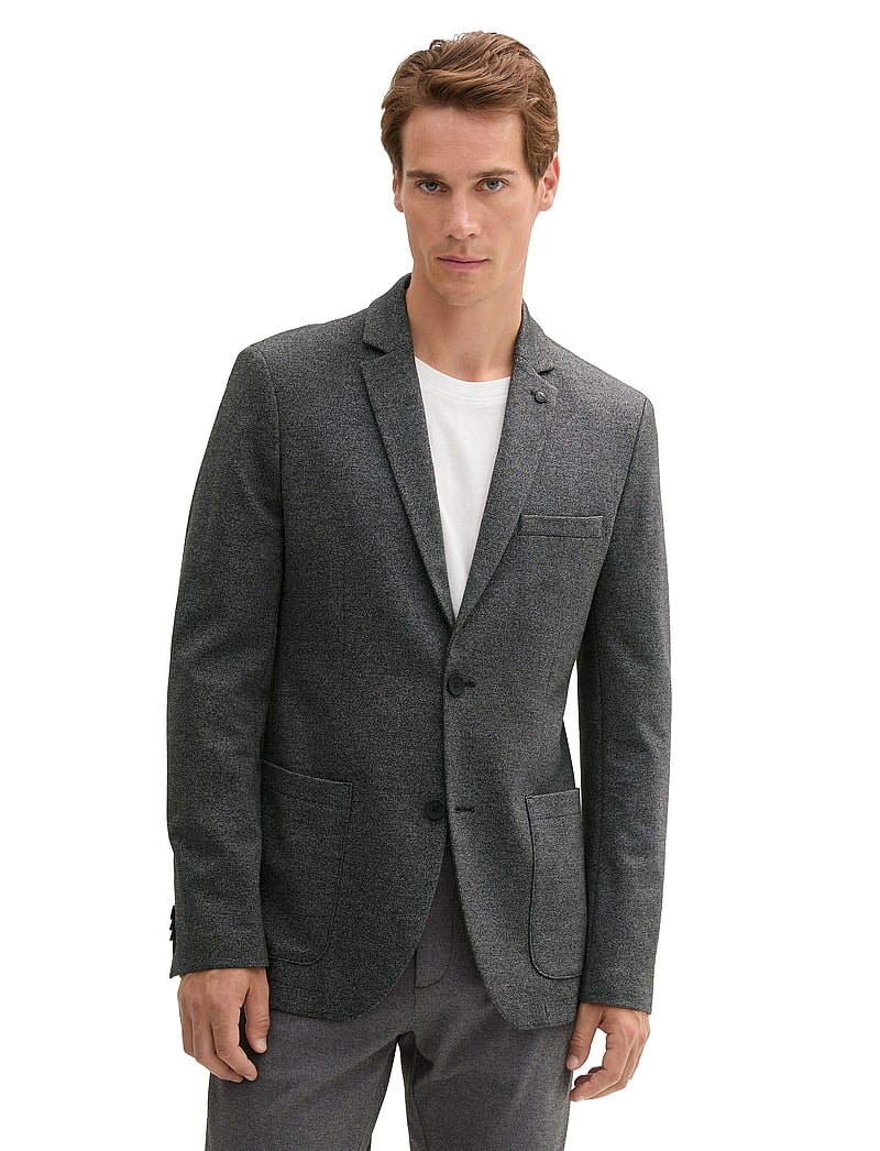 Tom Tailor - pique blazer - enkelknäppta kavajer - black white salt n pepper - 4