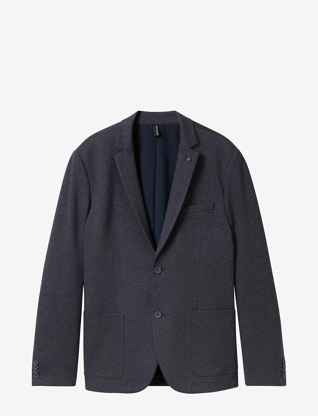 Tom Tailor - pique blazer - Ühe rinnatisega pintsakud - navy white grindle wave - 0