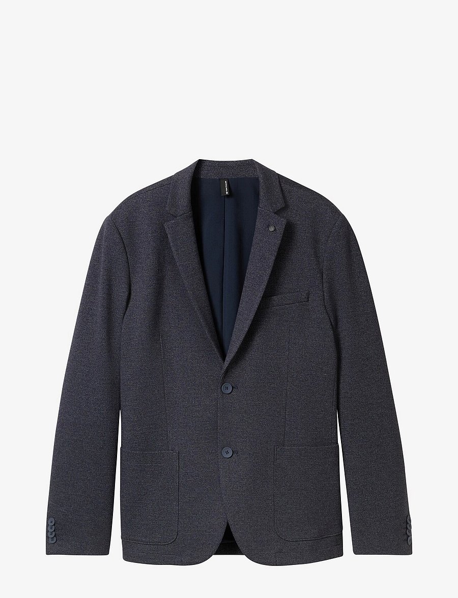 Tom Tailor - pique blazer - einreiher - navy white grindle wave - 1