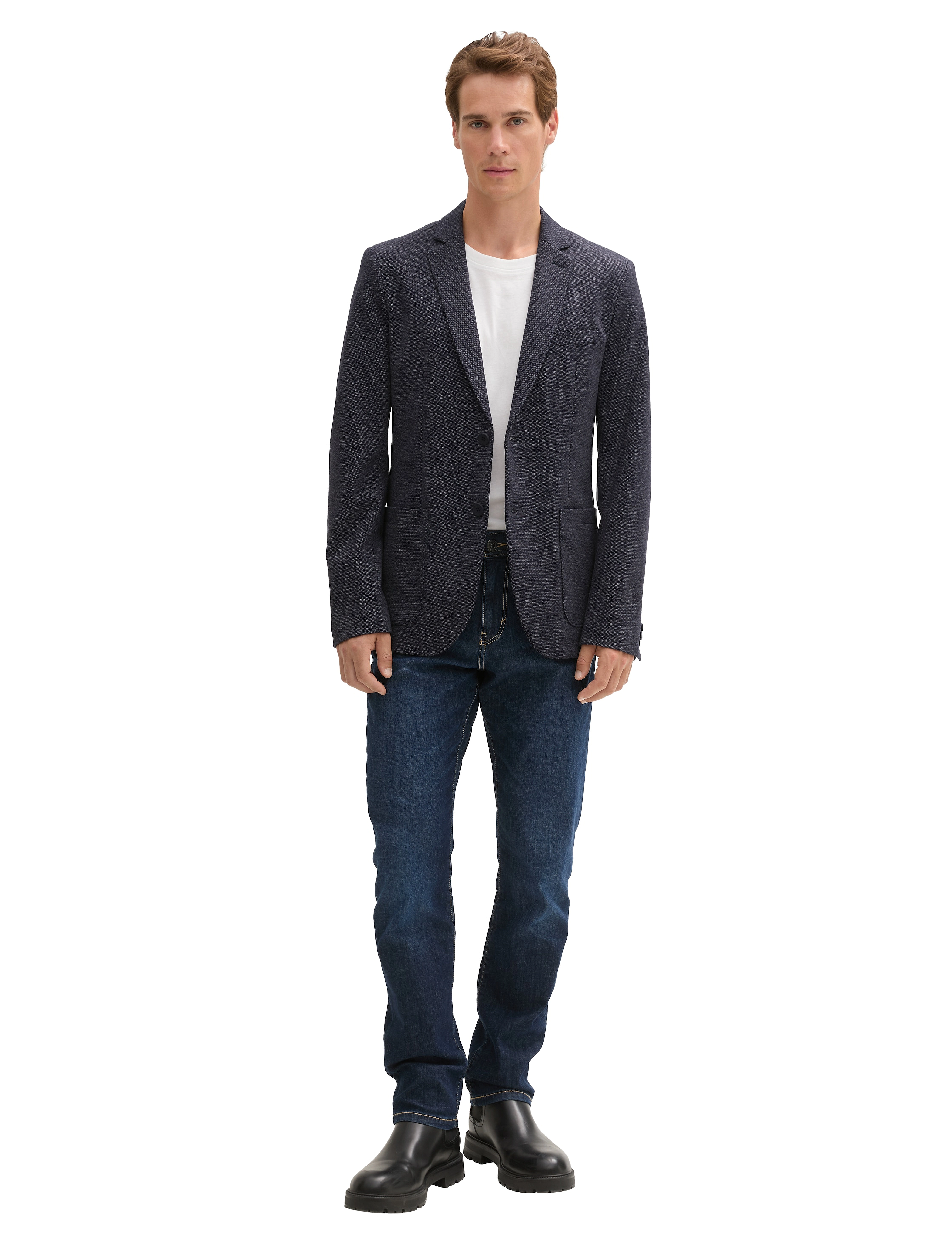 Tom Tailor Pique Blazer, Mænd, Piqué Blazer, Navy, Str: 46