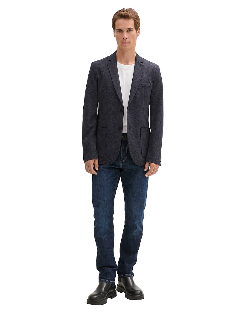 Tom Tailor - pique blazer - yksiriviset bleiserit - navy white grindle wave - 0