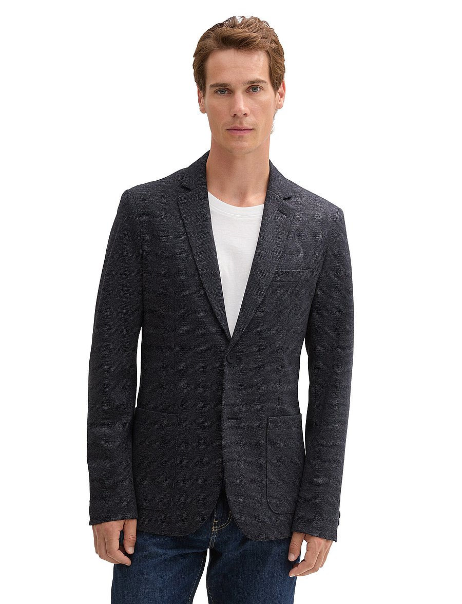Tom Tailor - pique blazer - einreiher - navy white grindle wave - 3