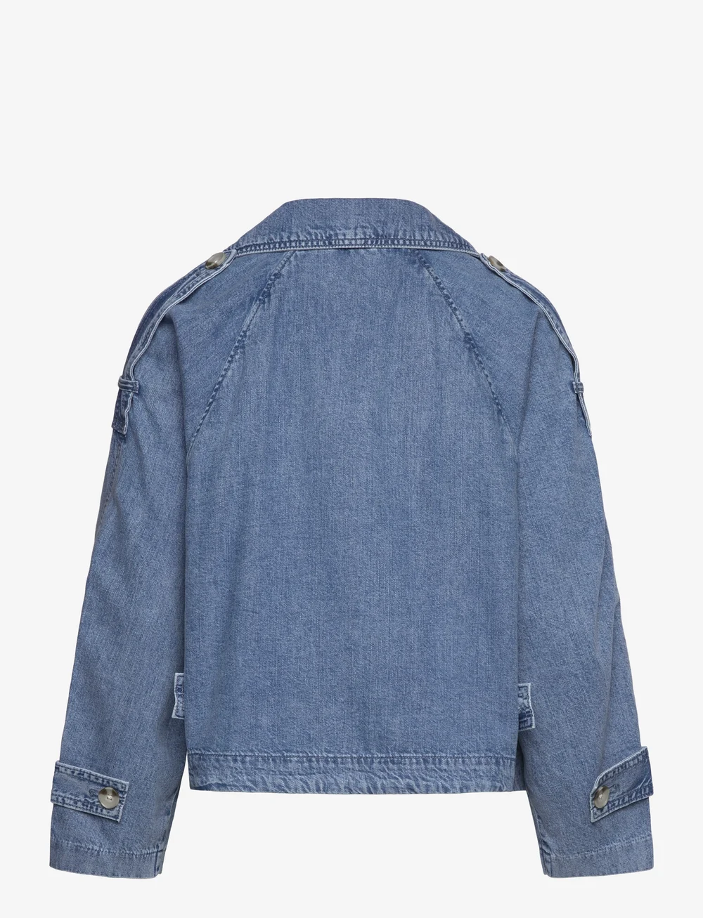 Tom Tailor - short denim trench - denim jackets - used mid stone blue denim - 1