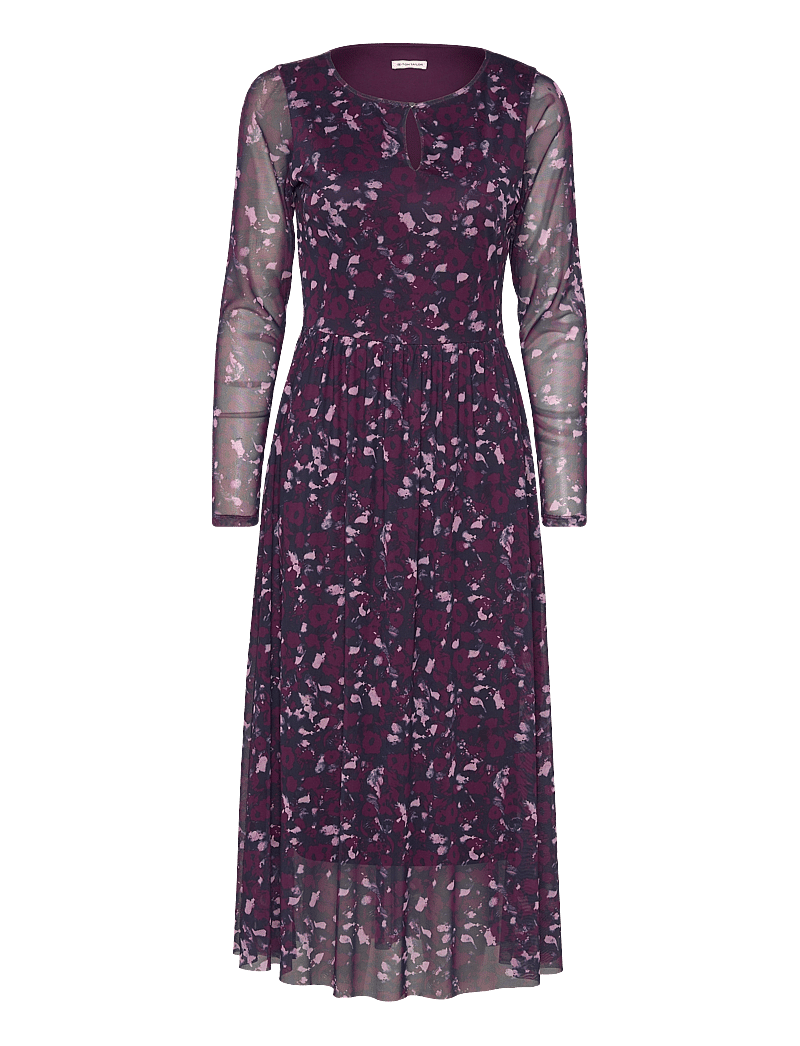 Tom Tailor - printed mesh dress - midikleider - berry autumn floral design - 1