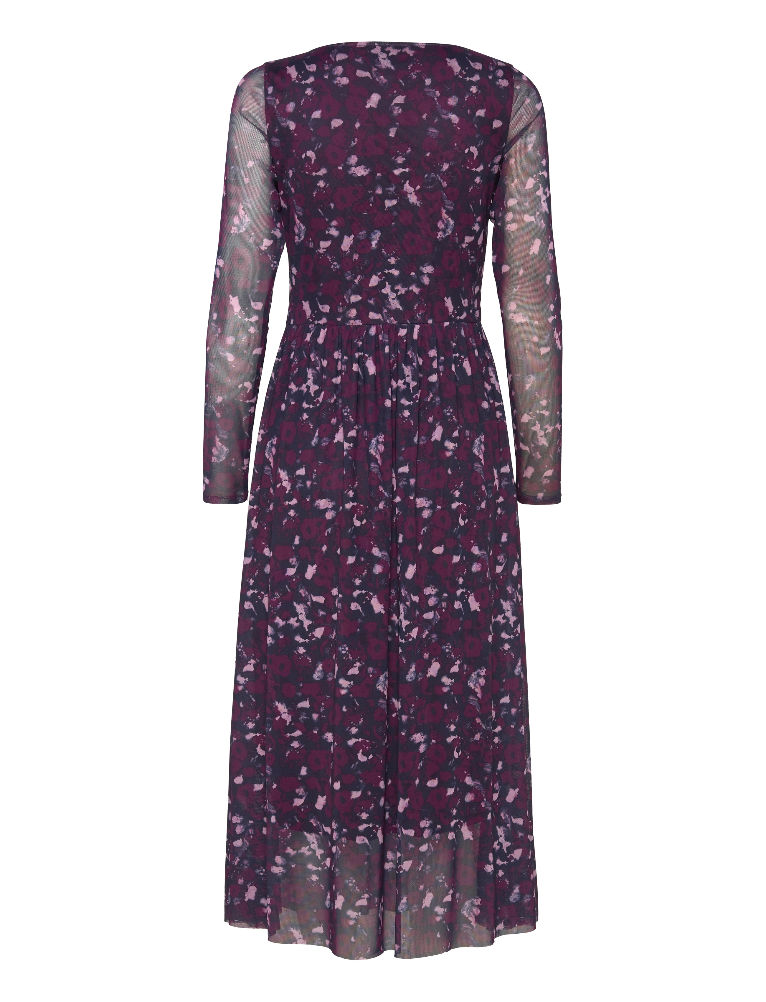Tom Tailor - printed mesh dress - midi kjoler - berry autumn floral design - 2