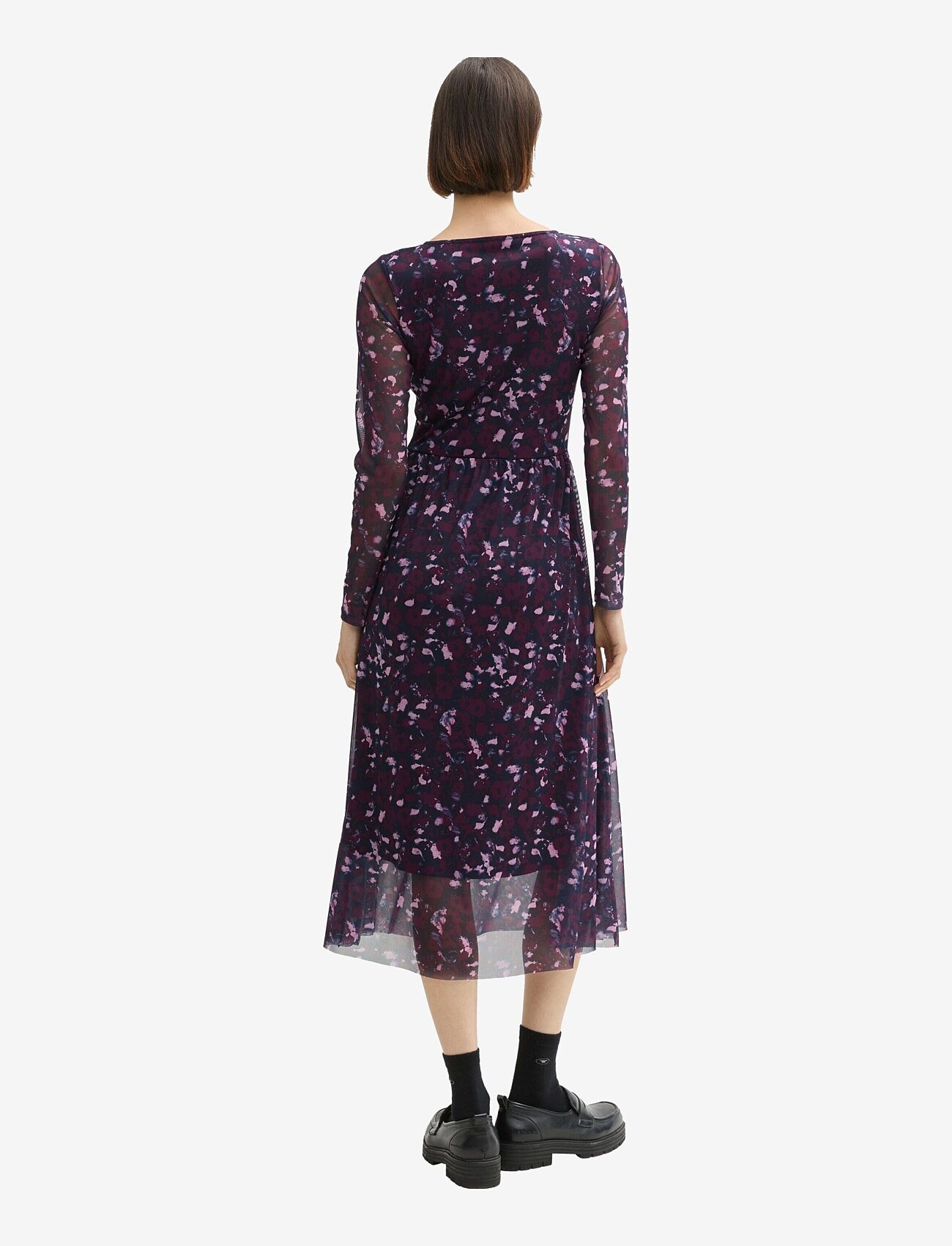 Tom Tailor - printed mesh dress - midiklänningar - berry autumn floral design - 4