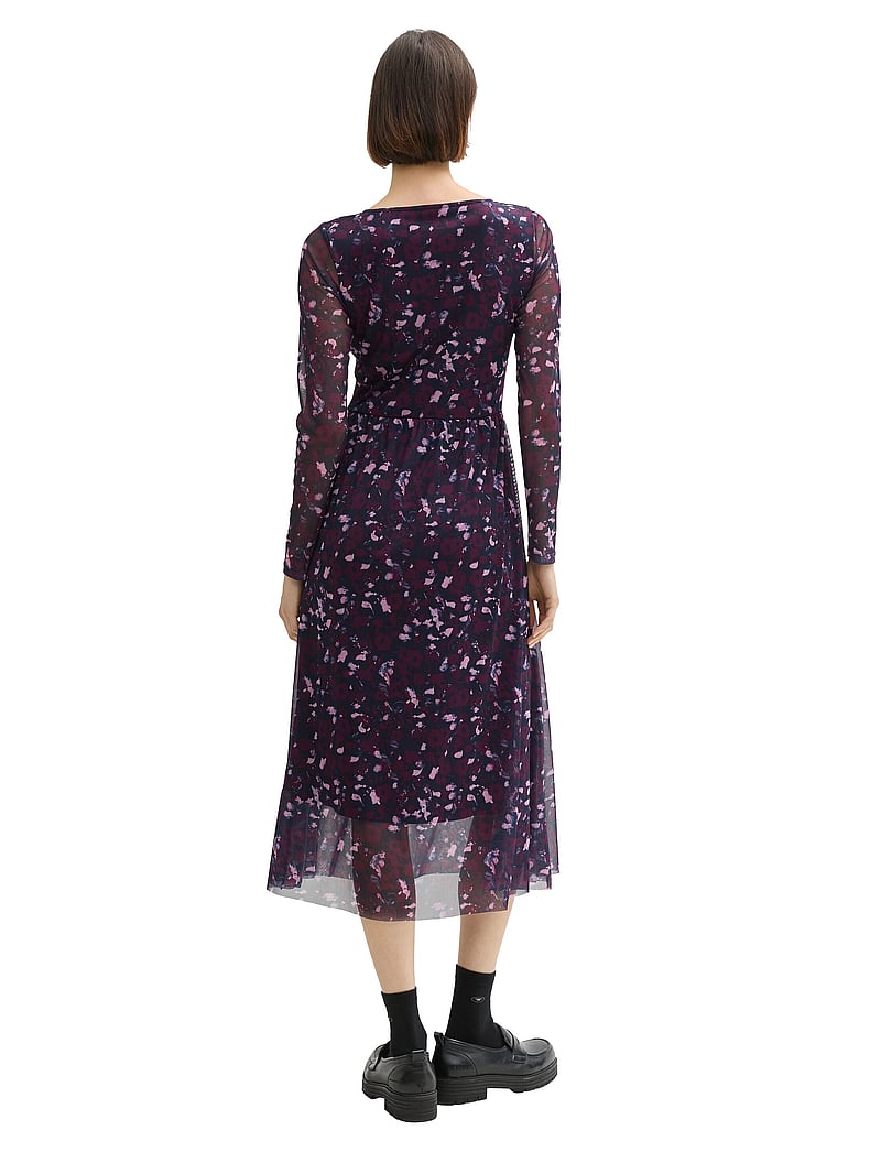 Tom Tailor - printed mesh dress - midikleider - berry autumn floral design - 4