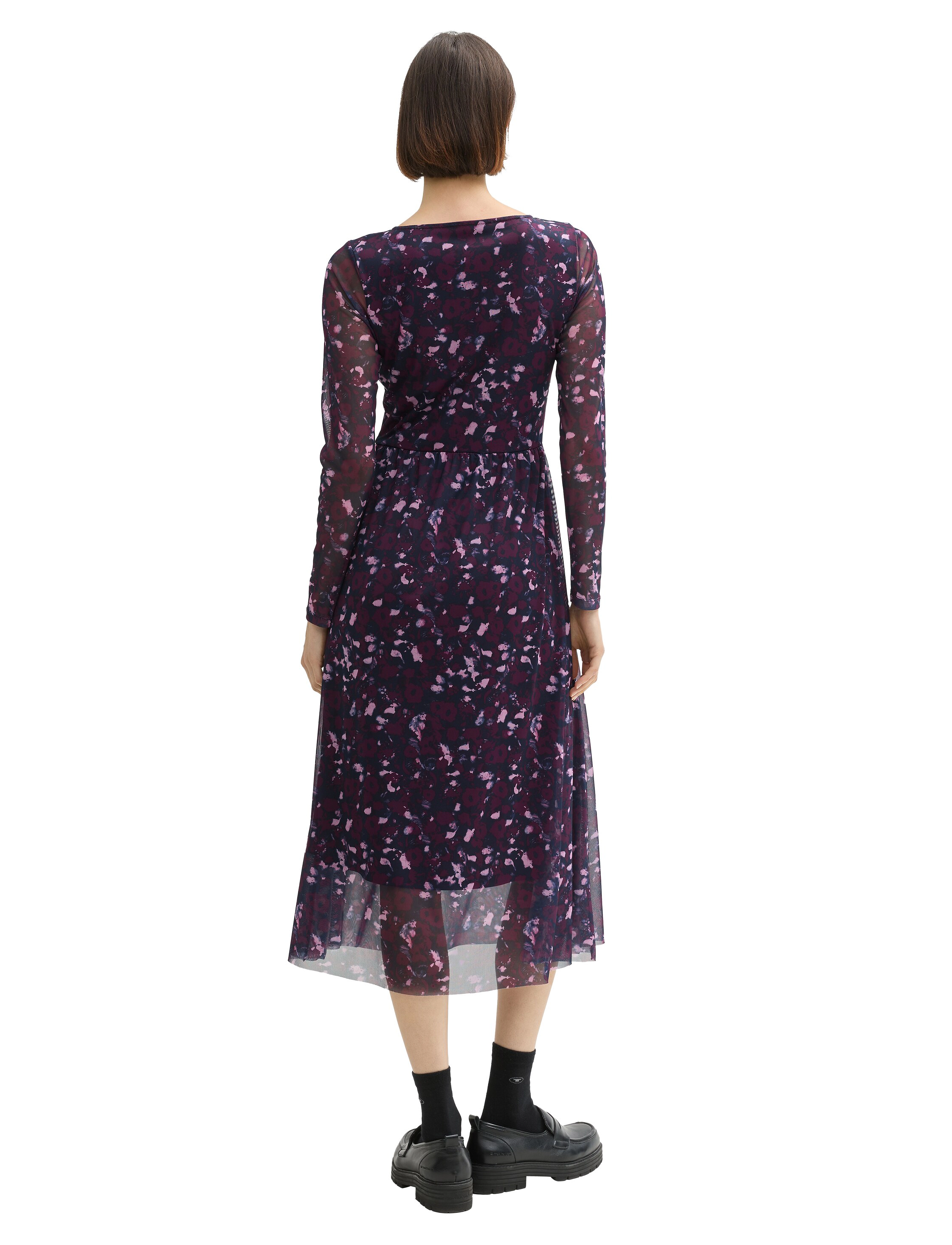 Tom Tailor - printed mesh dress - midi kjoler - berry autumn floral design - 4