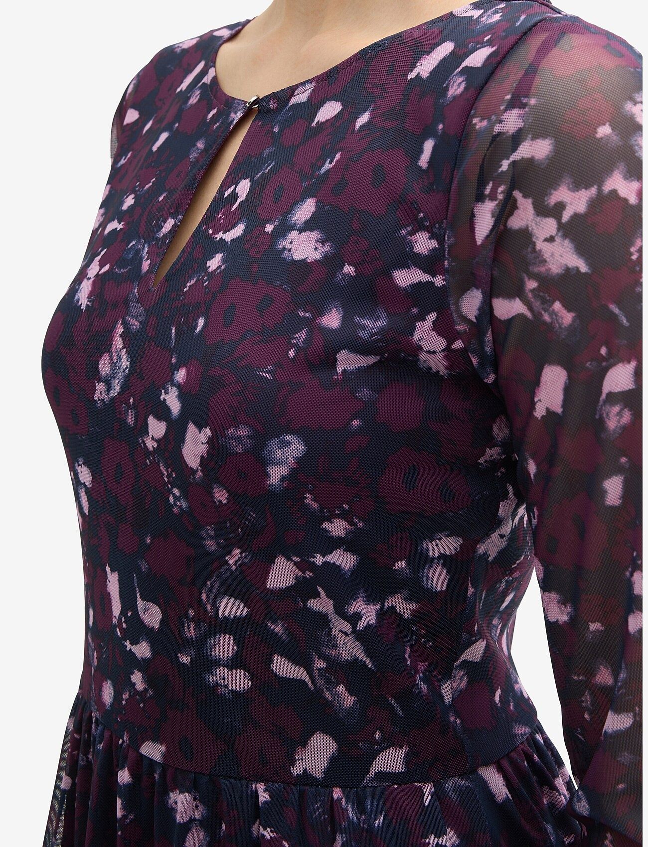 Tom Tailor - printed mesh dress - midiklänningar - berry autumn floral design - 5