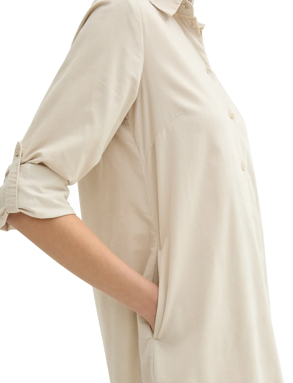 Tom Tailor - solid corduroy dress - skjortekjoler - dusty beige - 4