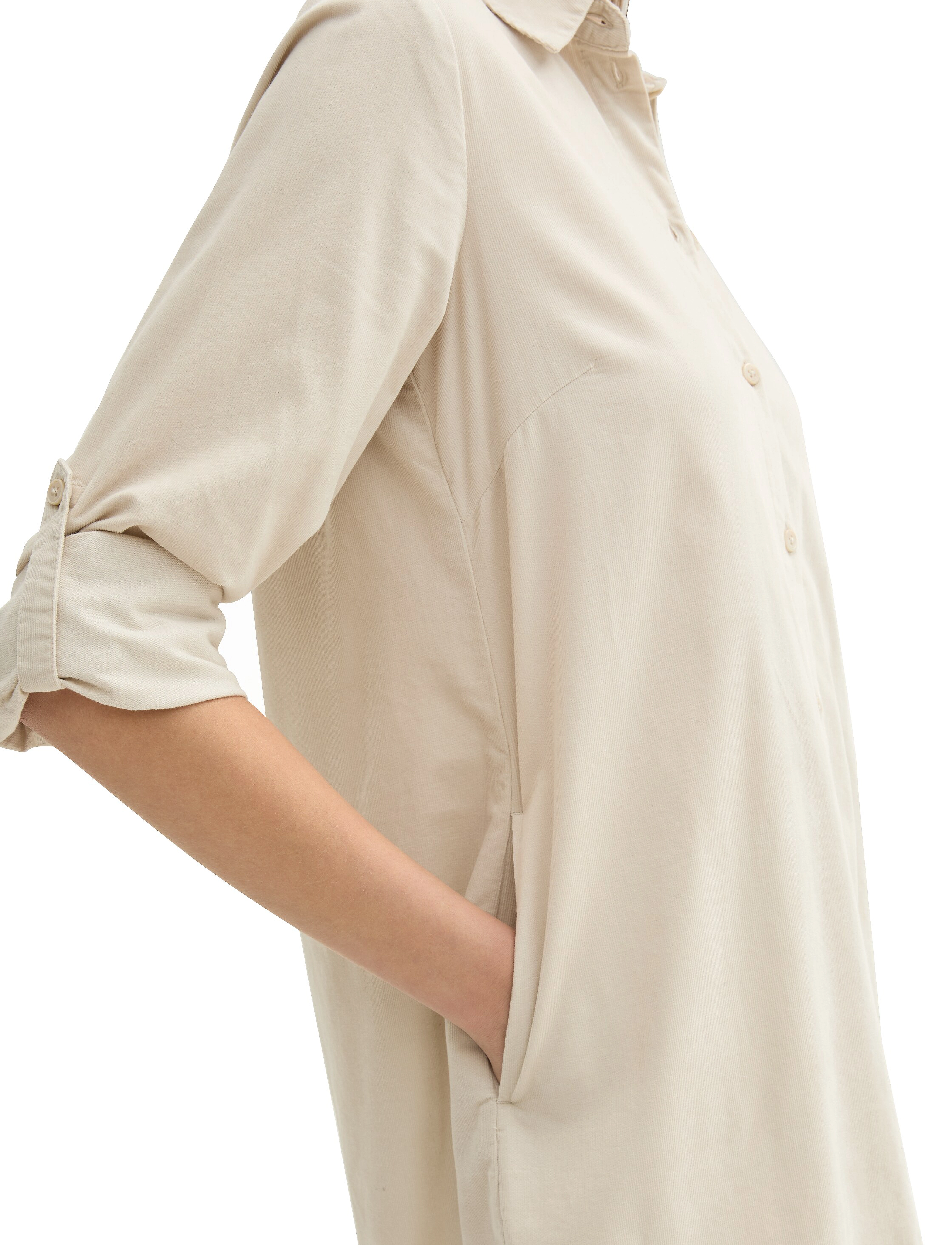Tom Tailor - solid corduroy dress - skjortekjoler - dusty beige - 4