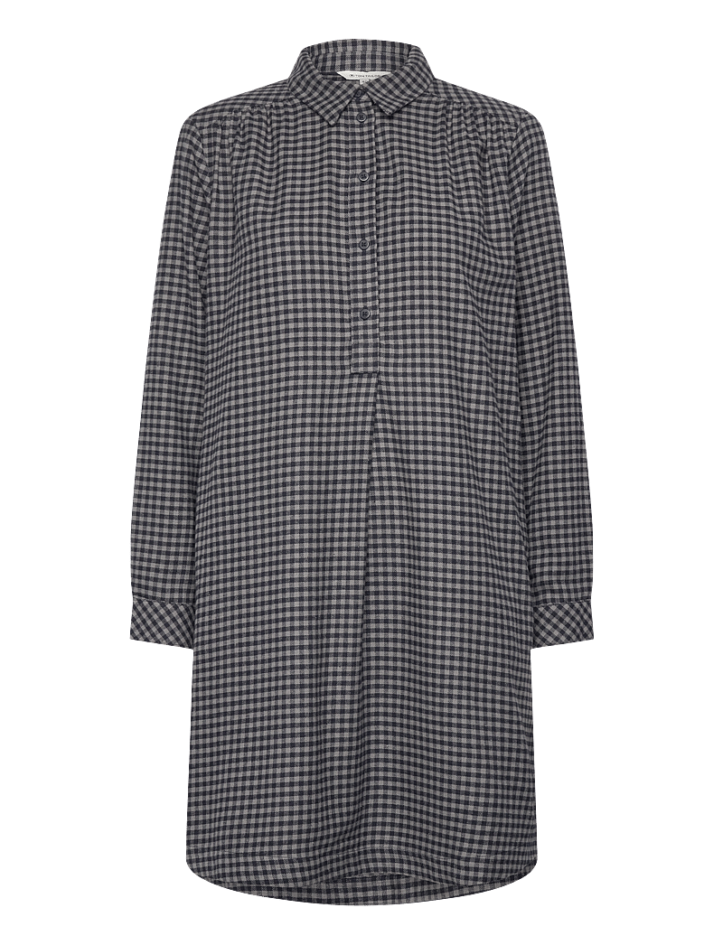 Tom Tailor - checked flanell dress - hemdkleider - navy grey check design - 1