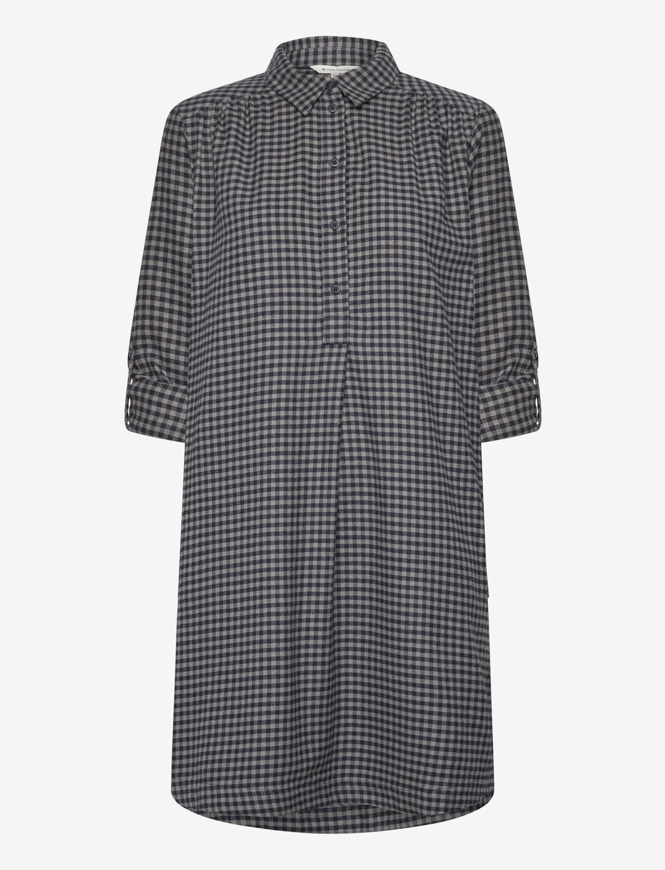 Tom Tailor - checked flanell dress - hemdkleider - navy grey check design - 3