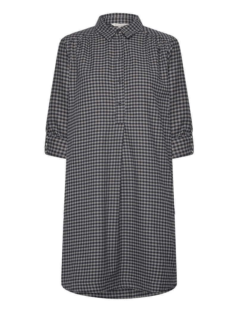 Tom Tailor - checked flanell dress - hemdkleider - navy grey check design - 3